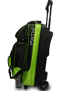 Bowling Bags - Pyramid Path Triple Premium Deluxe Roller Black And Lime