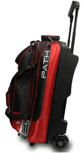 Bowling Bags -Pyramid Path Triple Premium Deluxe Roller black and red.