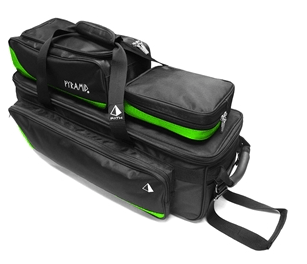 Bowling Bags - Pyramid Path Triple Tote Roller Plus Black With Green Trim